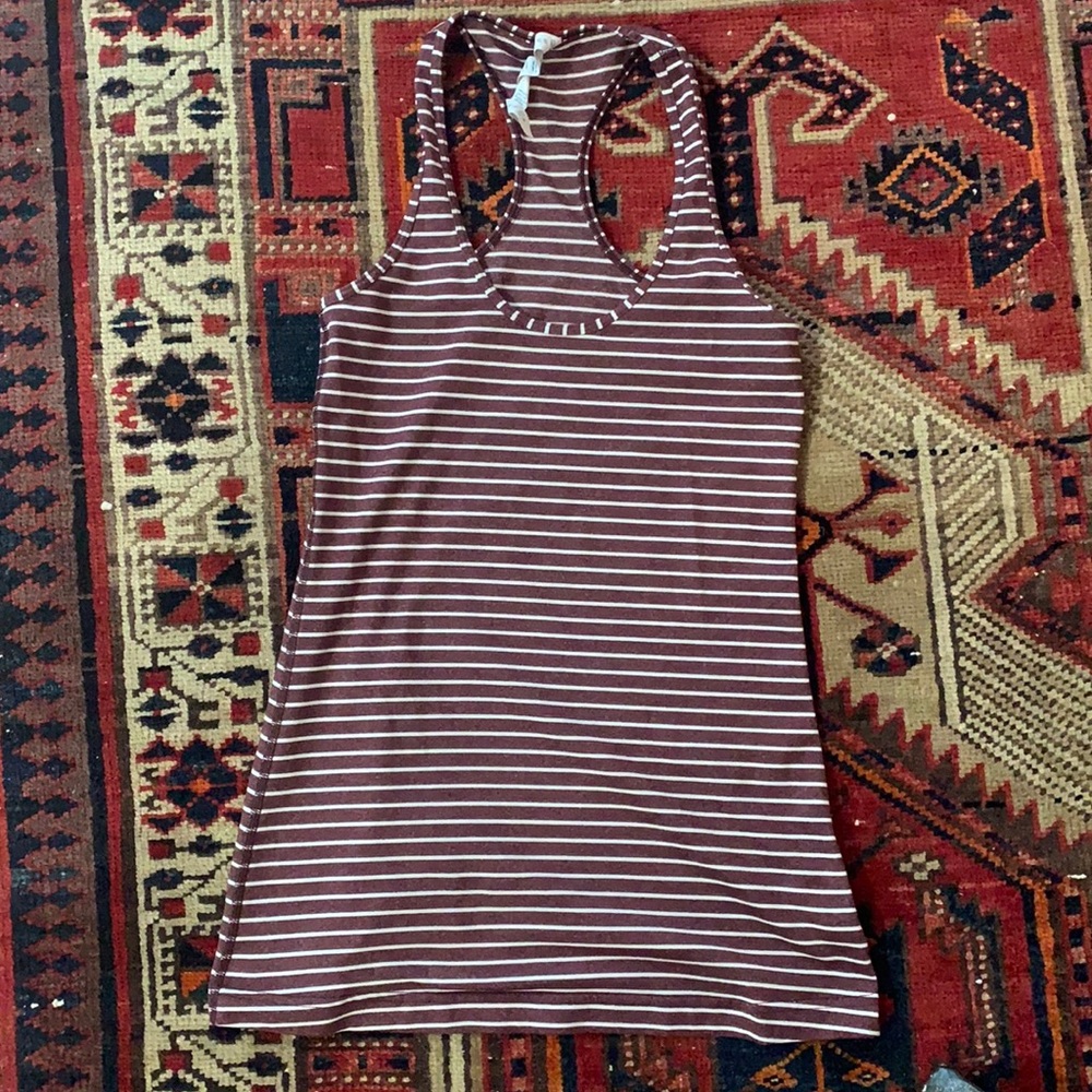 Lululemon Maroon White Stripe Racer Tank 6